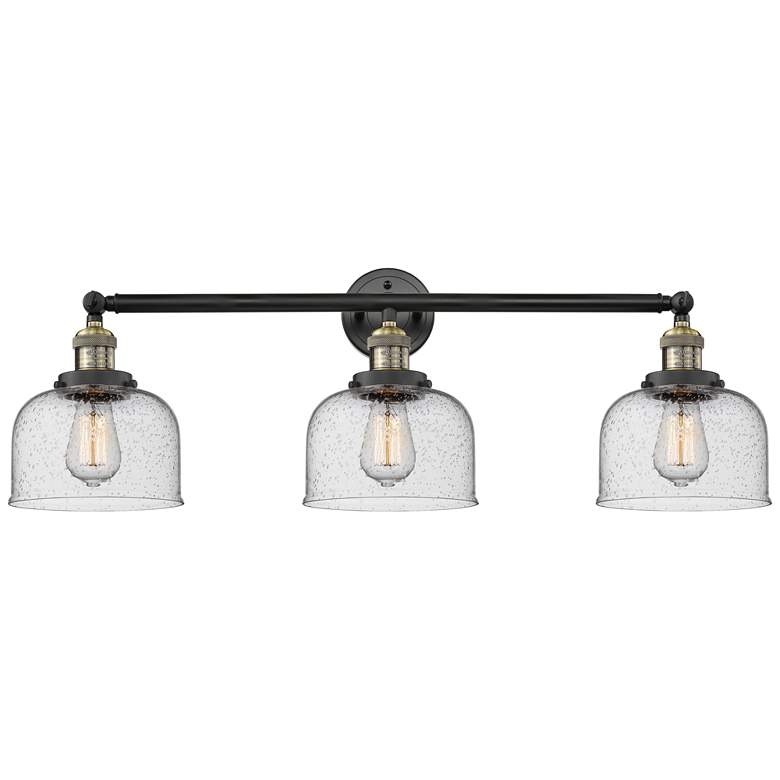 Image 1 Bell 3 Light 32" LED Bath Light - Black Antique Brass - Seedy Shade