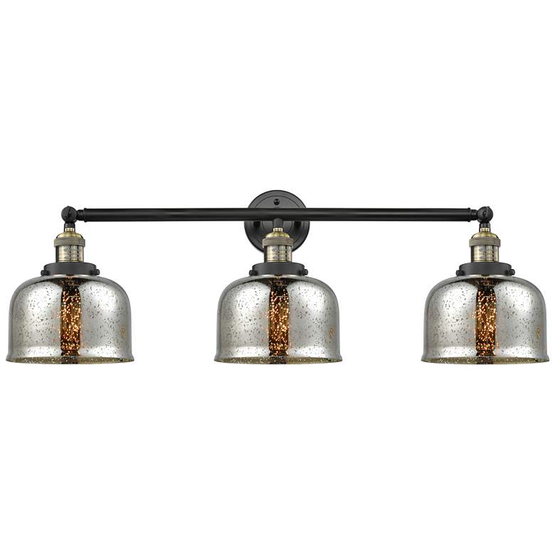 Image 1 Bell 3 Light 32" LED Bath Light - Black Brass - Silver Mercury Shade