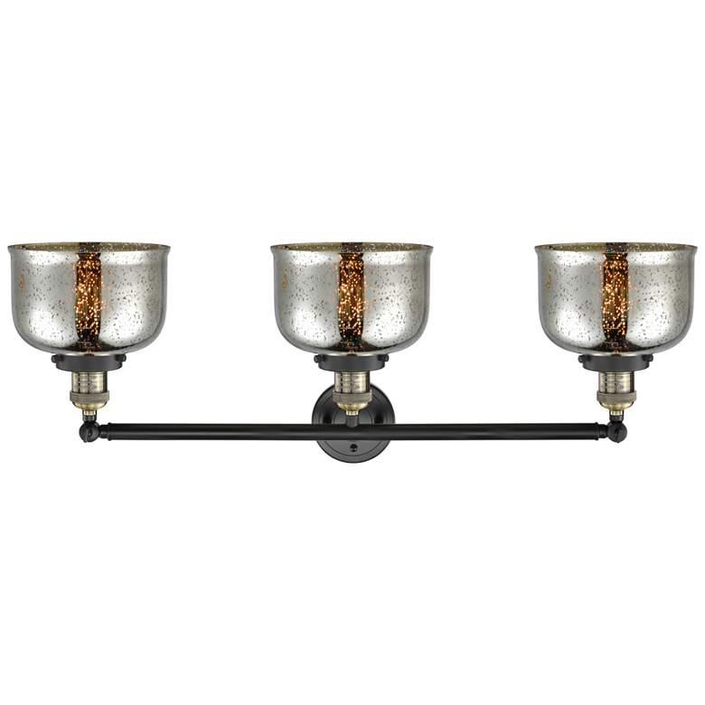 Image 2 Bell 3 Light 32" LED Bath Light - Black Brass - Silver Mercury Shade more views