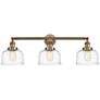 Bell 3 Light 32" LED Bath Light - Brushed Brass - Clear Deco Swirl Sha