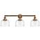 Bell 3 Light 32" LED Bath Light - Brushed Brass - Clear Deco Swirl Sha