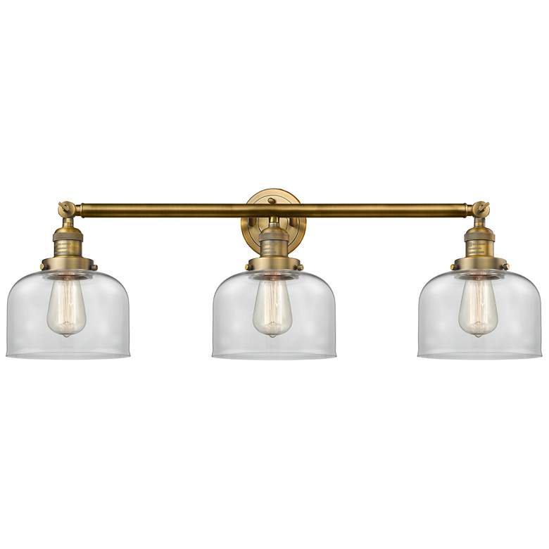 Image 1 Bell 3 Light 32" LED Bath Light - Brushed Brass - Clear Shade