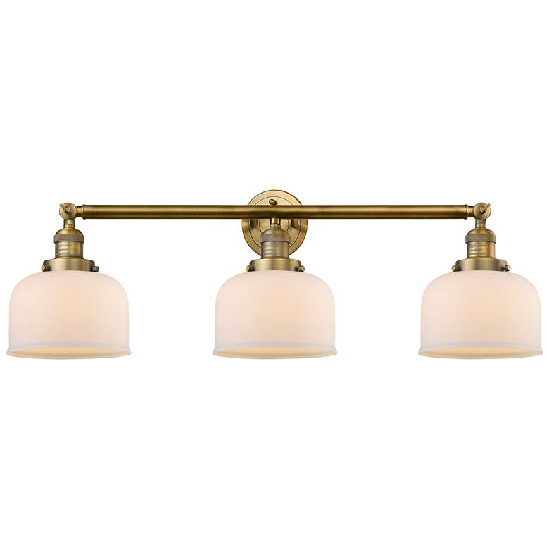 Image 1 Bell 3 Light 32" LED Bath Light - Brushed Brass - Matte White Shade