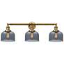 Bell 3 Light 32" LED Bath Light - Brushed Brass - Plated Smoke Shade