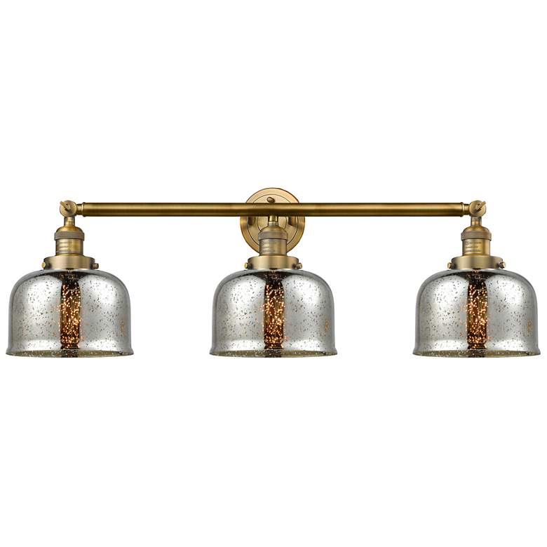 Image 1 Bell 3 Light 32" LED Bath Light - Brushed Brass - Silver Mercury Shade