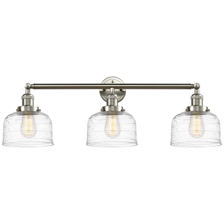 Image 1 Bell 3 Light 32" LED Bath Light - Brushed Satin Nickel - Clear Deco Sw