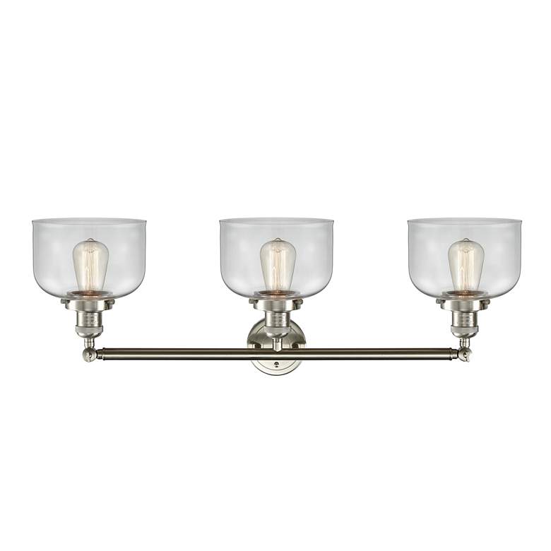 Image 2 Bell 3 Light 32" LED Bath Light - Brushed Satin Nickel - Clear Shade more views