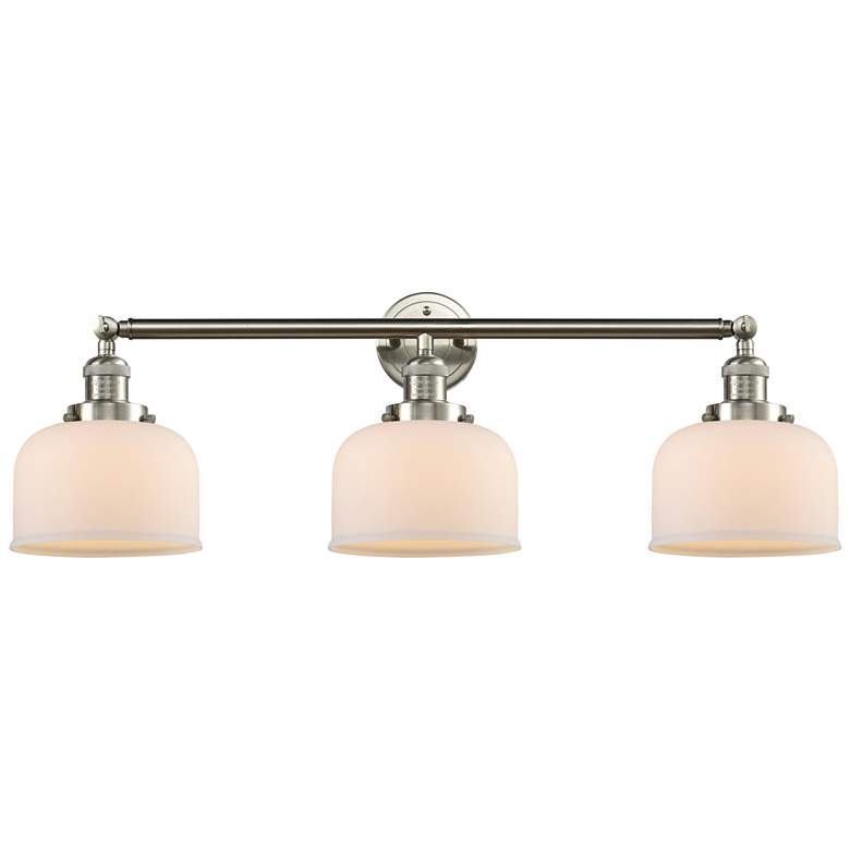 Image 1 Bell 3 Light 32" LED Bath Light - Brushed Satin Nickel - Matte White S