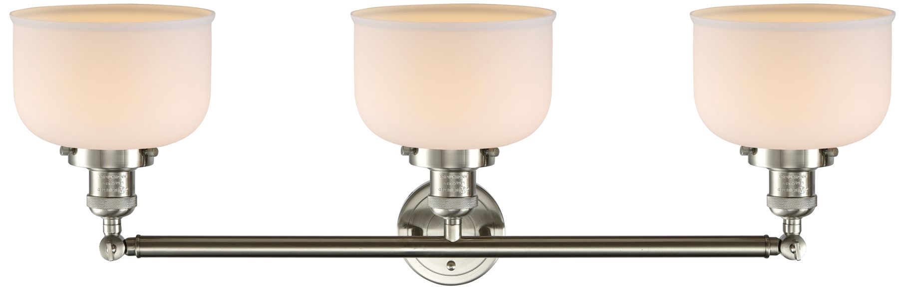 Image 2 Bell 3 Light 32" LED Bath Light - Brushed Satin Nickel - Matte White S more views