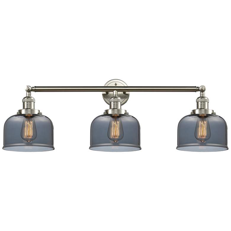 Image 1 Bell 3 Light 32" LED Bath Light - Brushed Satin Nickel - Plated Smoke