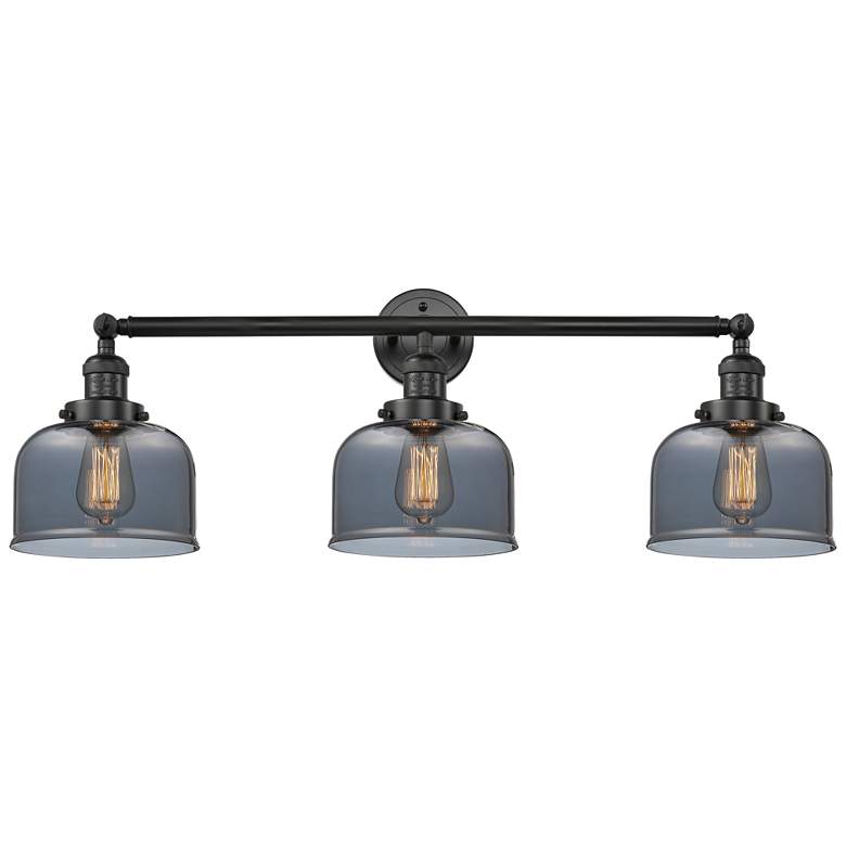 Image 1 Bell 3 Light 32" LED Bath Light - Matte Black - Plated Smoke Shade