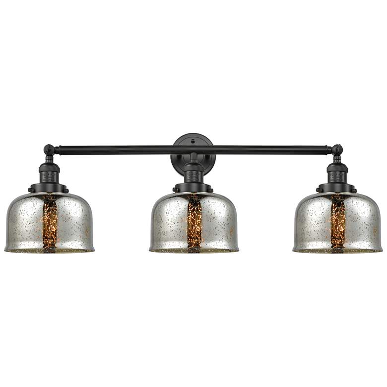Image 1 Bell 3 Light 32" LED Bath Light - Matte Black - Silver Plated Mercury