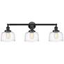 Bell 3 Light 32" LED Bath Light - Oil Rubbed Bronze - Clear Deco Swirl