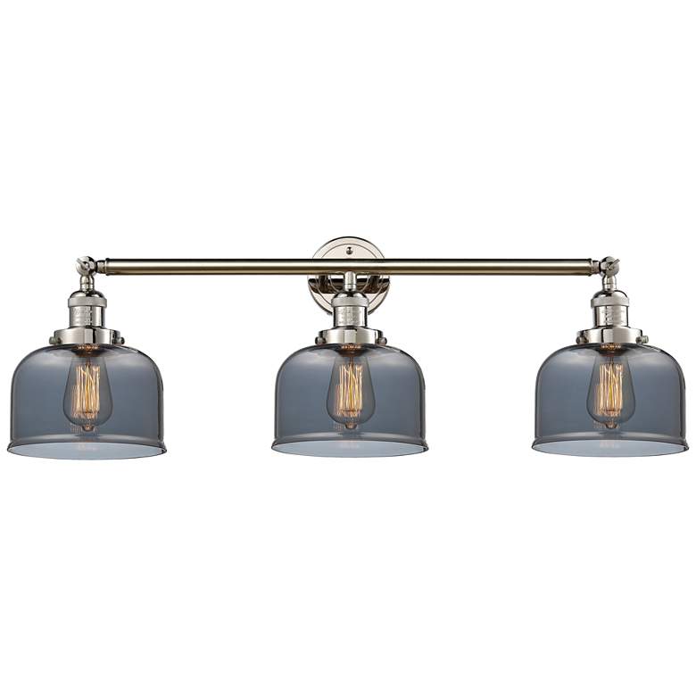 Image 1 Bell 3 Light 32" LED Bath Light - Polished Nickel - Plated Smoke Shade