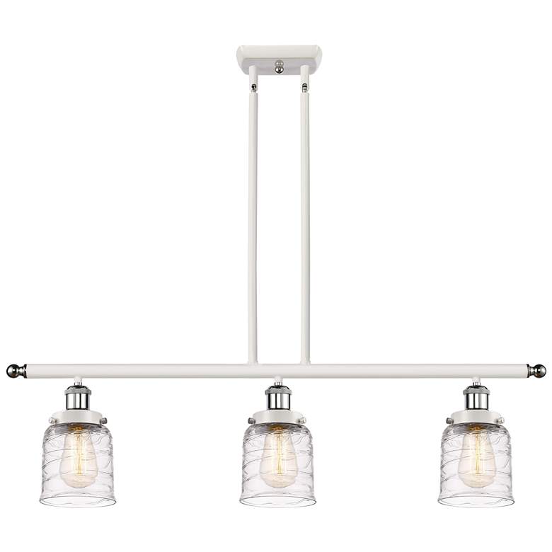 Image 1 Bell 3 Light 36 inch Island Light - White and Polished Chrome  - Deco Swir