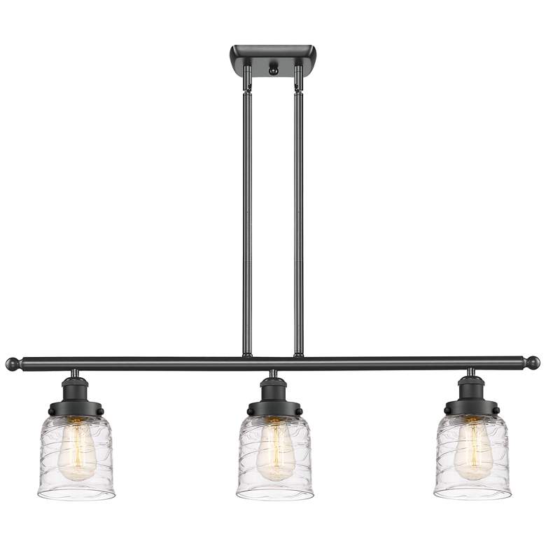 Image 1 Bell 3 Light 36" LED Island Light - Matte Black - Deco Swirl Shade