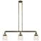 Bell 3 Light 38" Island Light - Antique Brass - Deco Swirl Shade