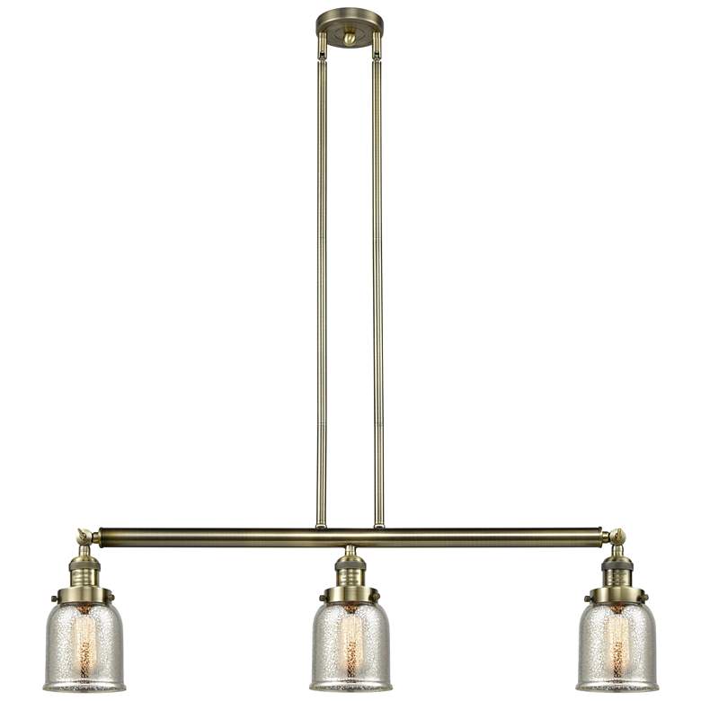Image 1 Bell 3 Light 38" Island Light - Antique Brass - Silver Plated Mercury