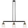 Bell 3 Light 38" Island Light - Black Antique Brass  - Deco Swirl Shad