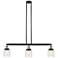 Bell 3 Light 38" Island Light - Black Antique Brass - Deco Swirl Shad