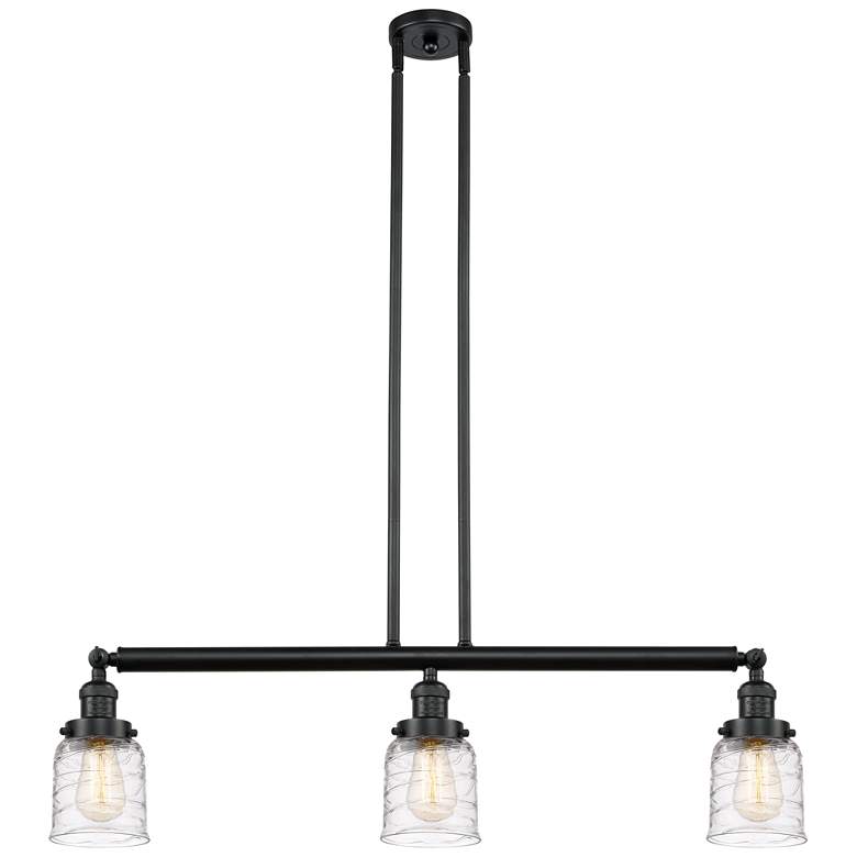 Image 1 Bell 3 Light 38" Island Light - Matte Black - Deco Swirl Shade