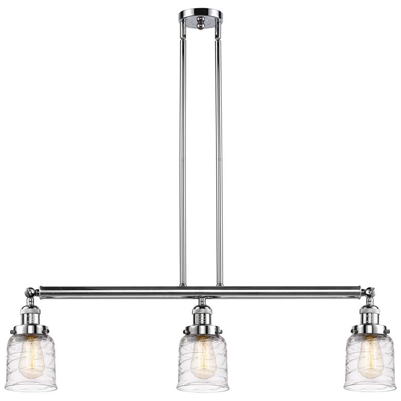 Image 1 Bell 3 Light 38" LED Island Light - Polished Chrome - Deco Swirl Shad
