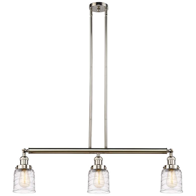 Image 1 Bell 3 Light 38" LED Island Light - Polished Nickel - Deco Swirl Shad