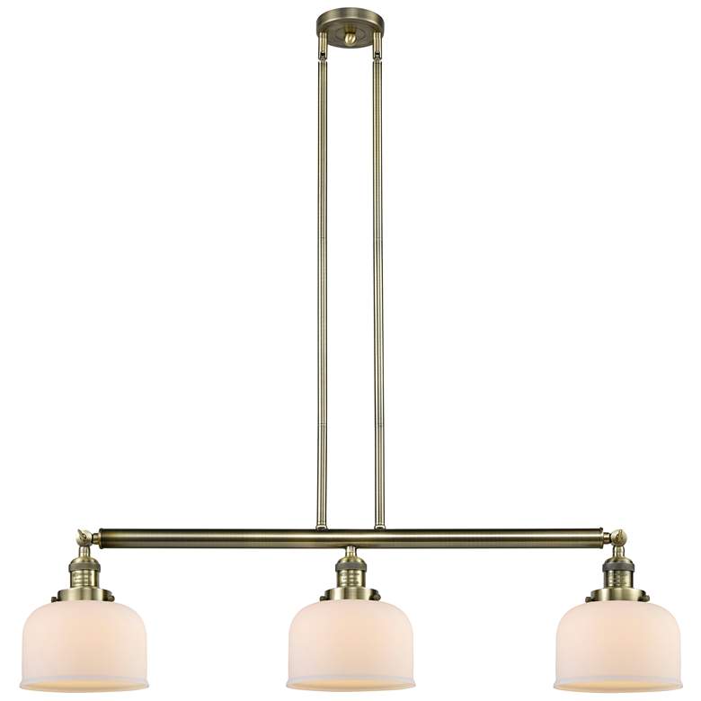 Image 1 Bell 3 Light 41" Island Light - Antique Brass - Matte White Shade