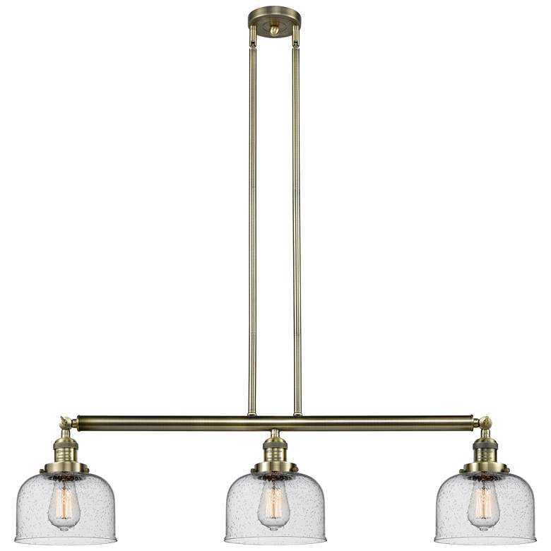 Image 1 Bell 3 Light 41" Island Light - Antique Brass - Seedy Shade