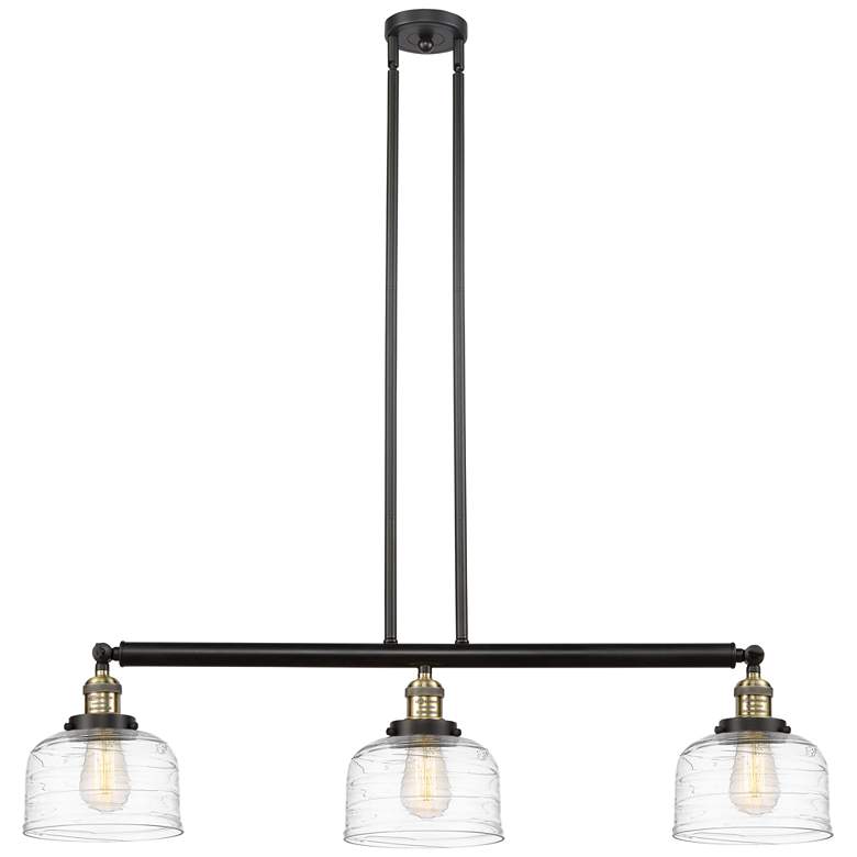 Image 1 Bell 3 Light 41" Island Light - Black Antique Brass - Clear Deco Swir
