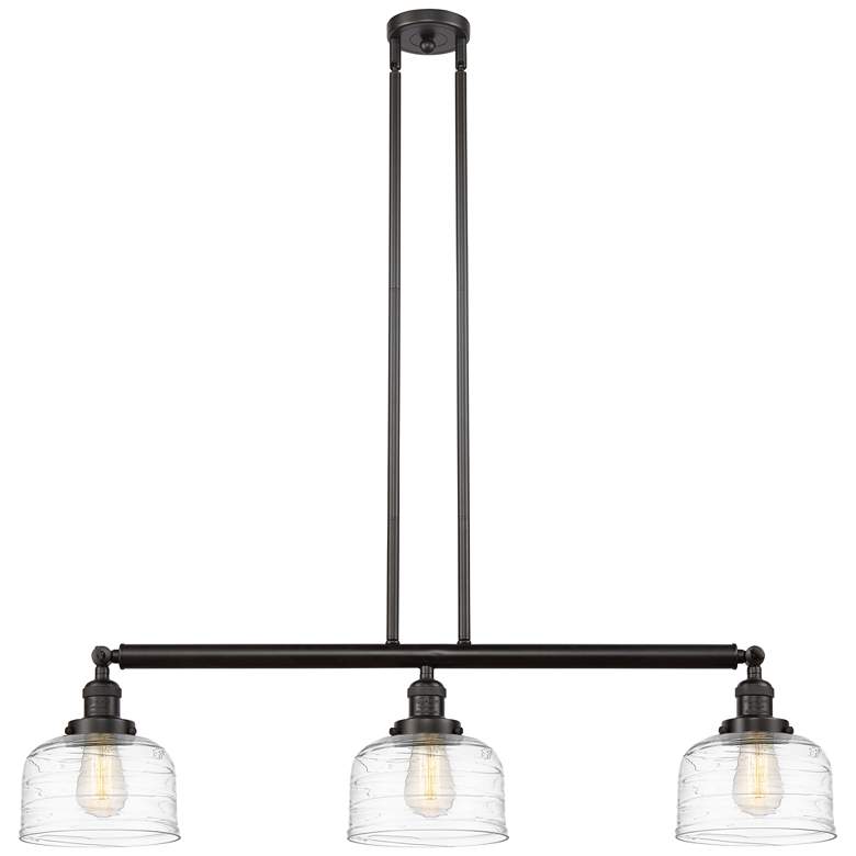 Image 1 Bell 3 Light 41 inch Island Light - Oil Rubbed Bronze  - Clear Deco Swirl 