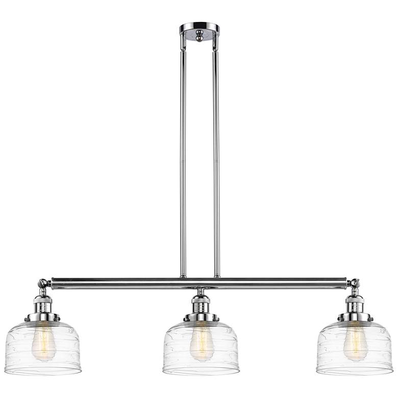 Image 1 Bell 3 Light 41" Island Light - Polished Chrome - Clear Deco Swirl Sh