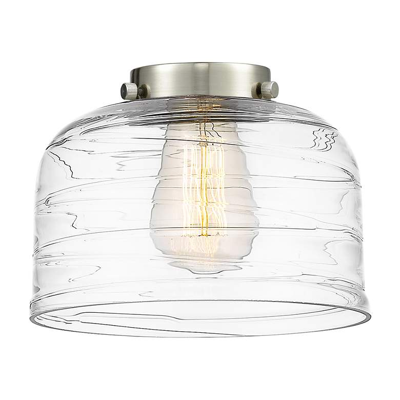 Image 3 Bell 3 Light 41" Island Light - Polished Nickel - Clear Deco Swirl Sh more views
