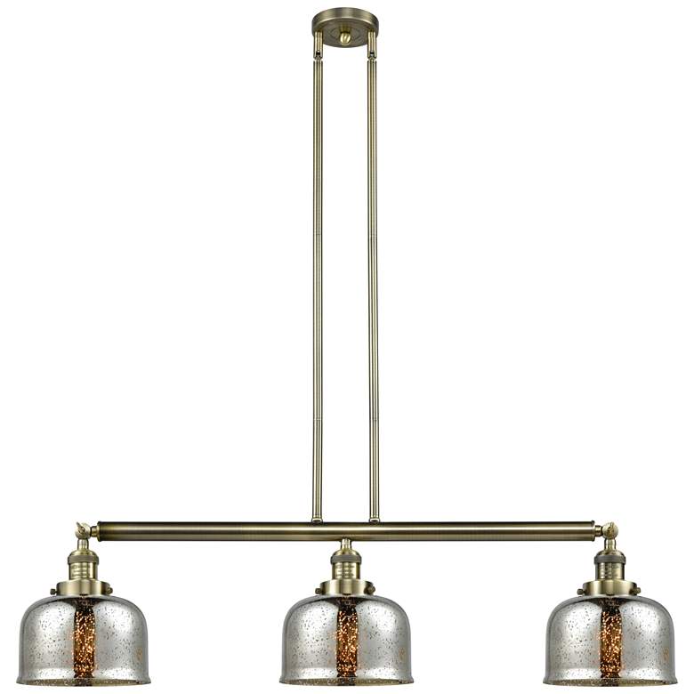 Image 1 Bell 3 Light 41" LED Island Light - Antique Brass  - Silver Plated Mer