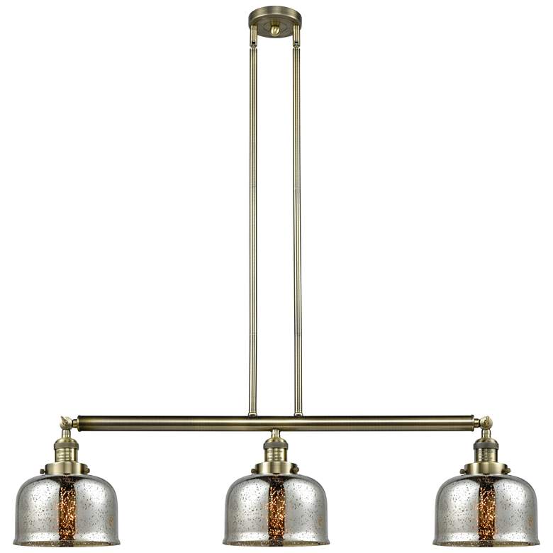 Image 1 Bell 3 Light 41" LED Island Light - Antique Brass - Silver Plated Mer