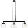 Bell 3 Light 41" LED Island Light - Black Antique Brass  - Clear Deco
