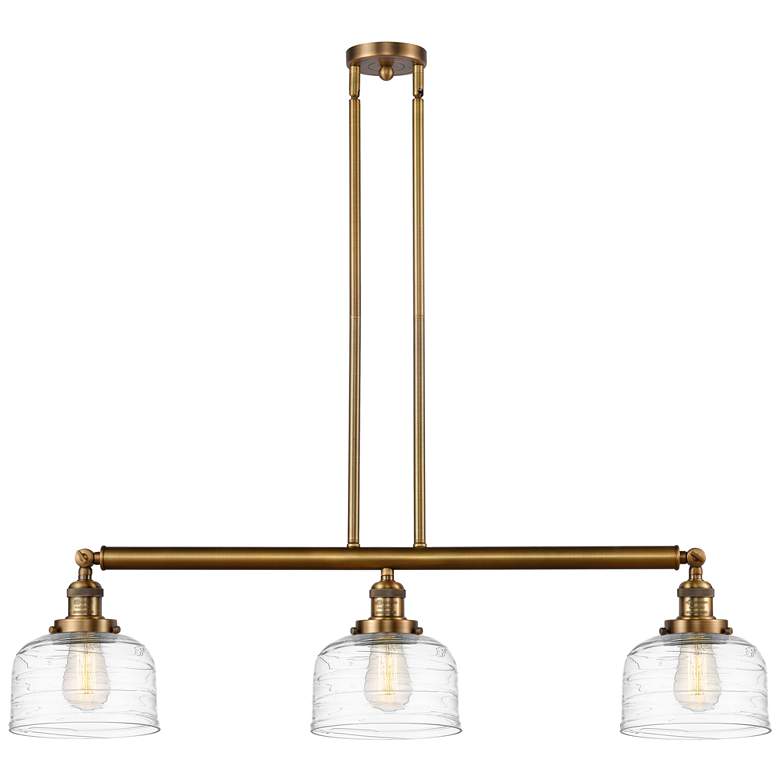Image 1 Bell 3 Light 41" LED Island Light - Brushed Brass - Clear Deco Swirl