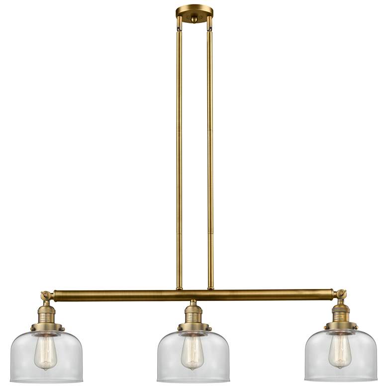 Image 1 Bell 3 Light 41" LED Island Light - Brushed Brass - Clear Shade