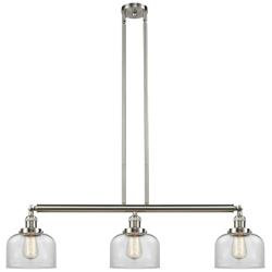 Bell 3 Light 41" LED Island Light - Brushed Satin Nickel  - Clear Shad