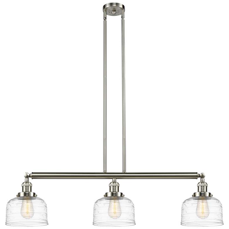 Image 1 Bell 3 Light 41" LED Island Light - Satin Nickel - Clear Deco Swirl