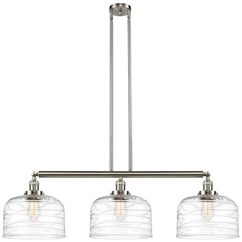 Image 1 Bell 3 Light 42" Island Light - Brushed Satin Nickel - Clear Deco Swi