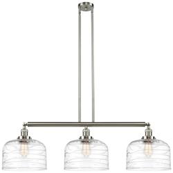 Bell 3 Light 42" Island Light - Brushed Satin Nickel  - Clear Deco Swi