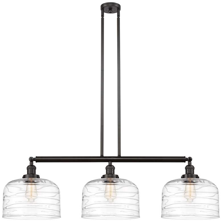 Image 1 Bell 3 Light 42" Island Light - Oil Rubbed Bronze - Clear Deco Swirl