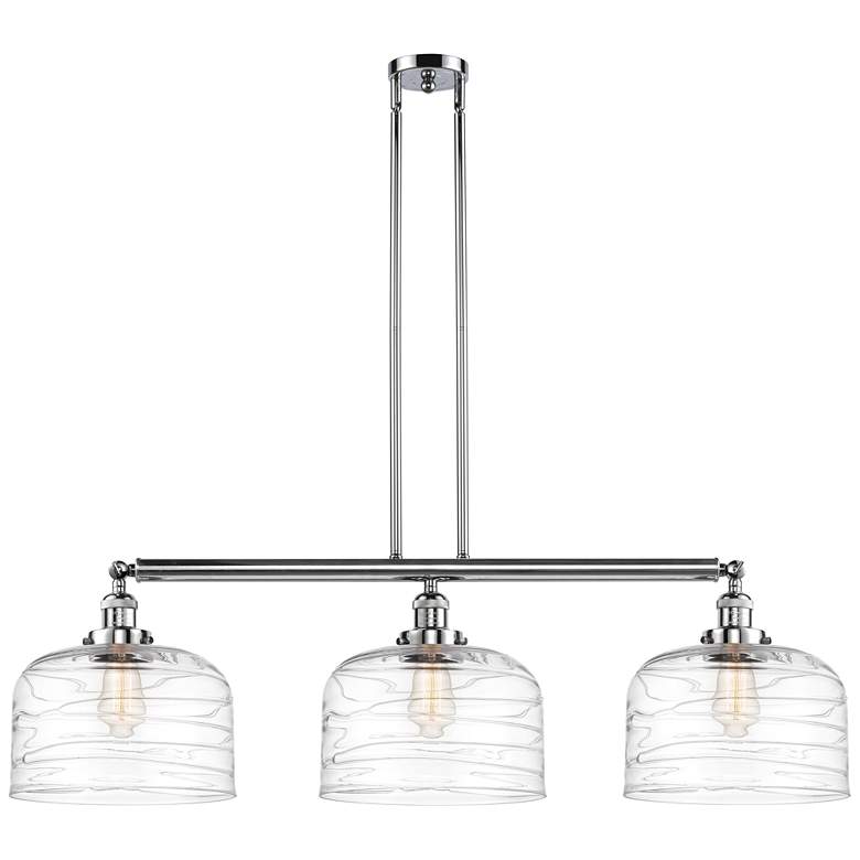 Image 1 Bell 3 Light 42" Island Light - Polished Chrome - Clear Deco Swirl Sh