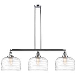 Bell 3 Light 42" Island Light - Polished Chrome  - Clear Deco Swirl Sh