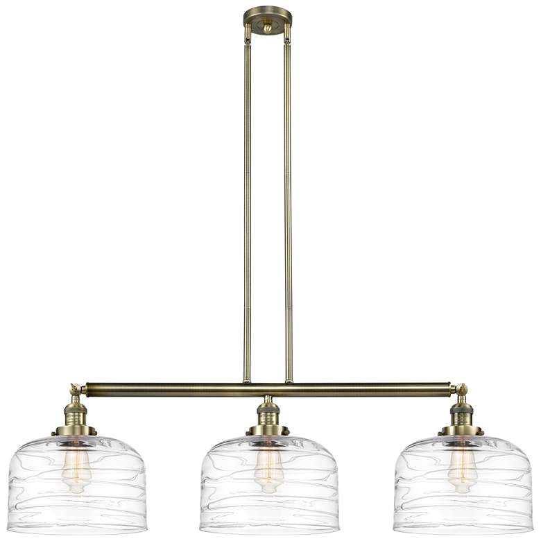 Image 1 Bell 3 Light 42" LED Island Light - Antique Brass - Clear Deco Swirl
