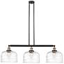 Bell 3 Light 42" LED Island Light - Black Antique Brass  - Clear Deco