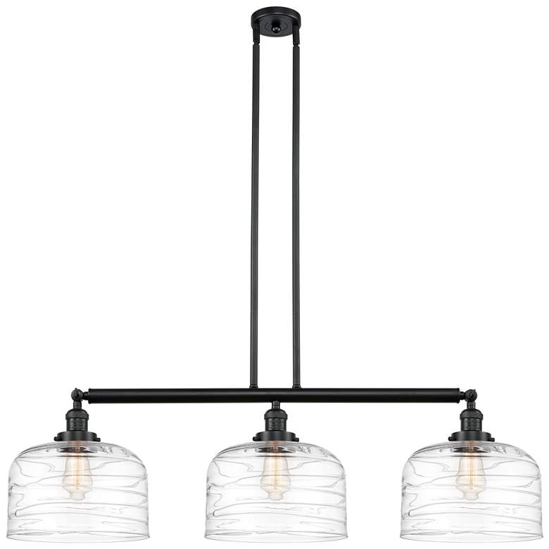 Image 1 Bell 3 Light 42" LED Island Light - Matte Black - Clear Deco Swirl Sh