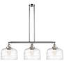 Bell 3 Light 42" LED Island Light - Polished Chrome  - Clear Deco Swir