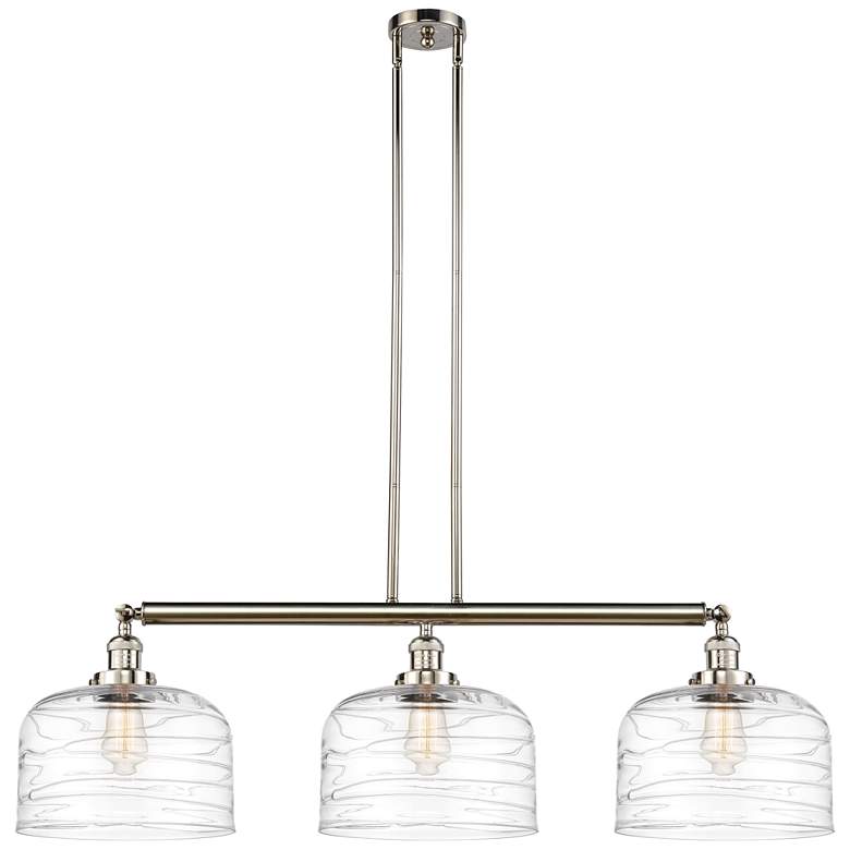 Image 1 Bell 3 Light 42" LED Island Light - Polished Nickel - Clear Deco Swir